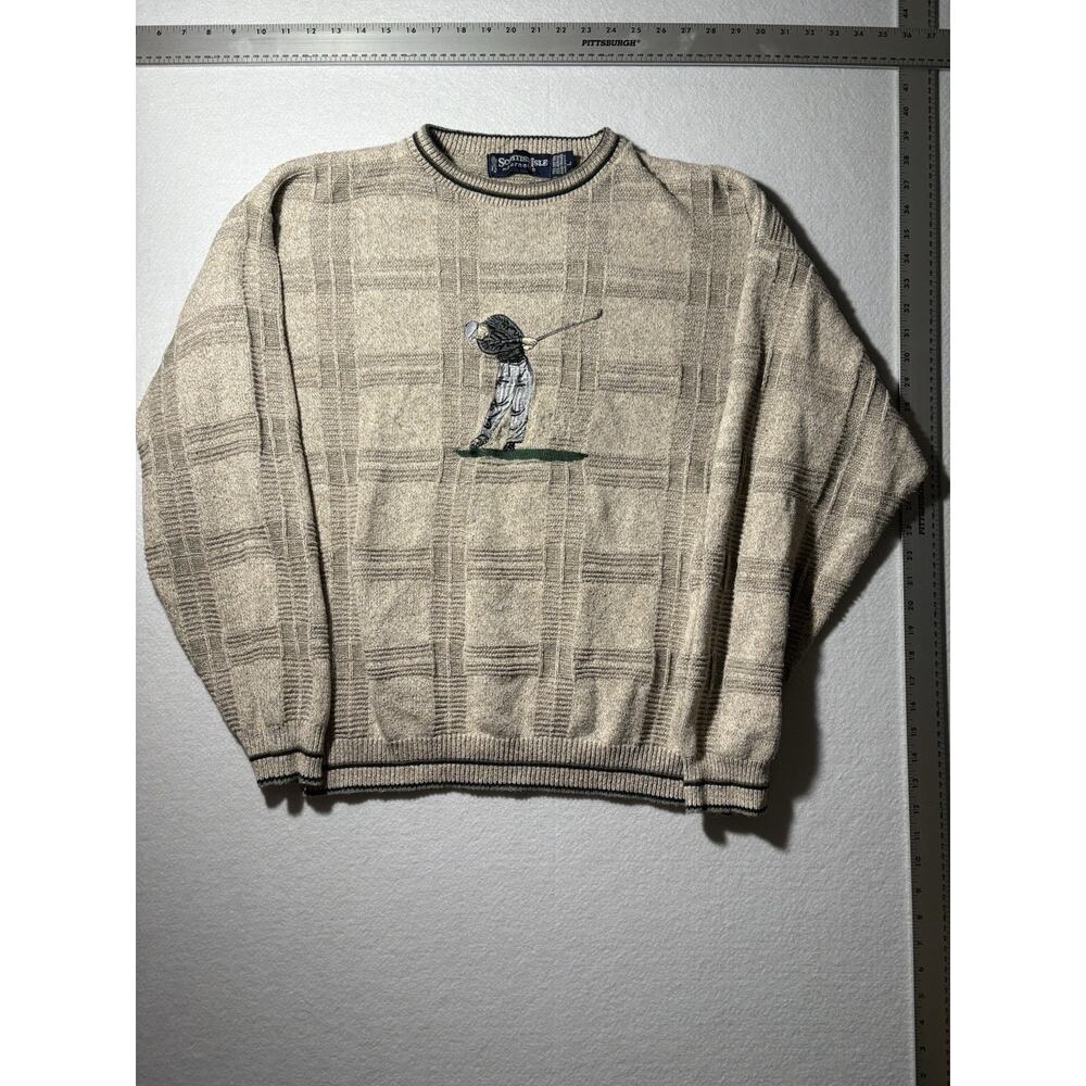 Scottish Isle Vintage Golfer Sweater Size Large